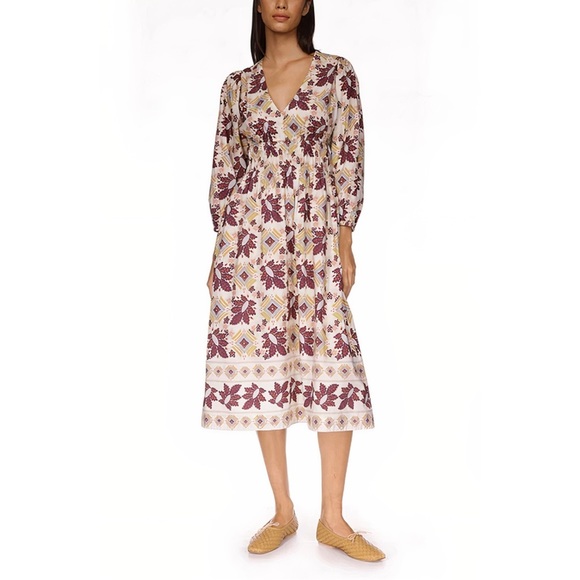 Cara Cara Midi Floral Long-Sleeve Ginger Dress - Picture 1 of 6